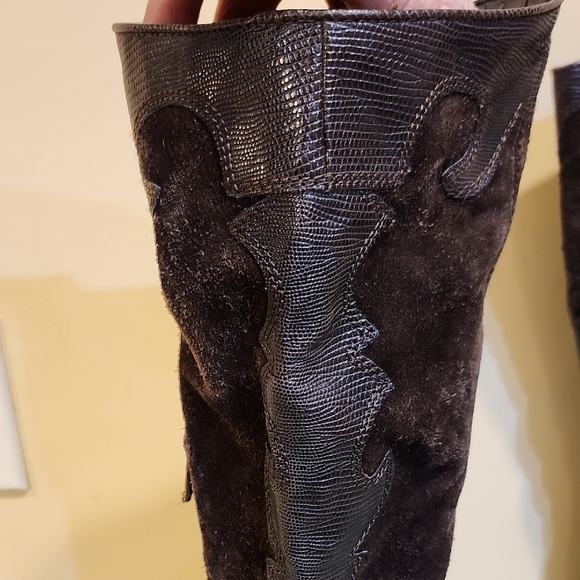 Franco Sarto Dark Brown Heeled Boots - Picture 3 of 10